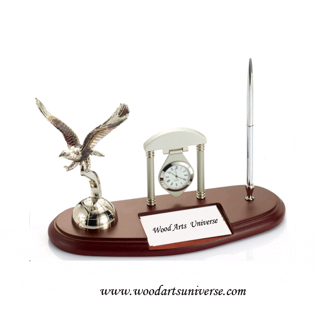 Desk Organizer With Eagle, Clock and Pen Stand WAUSBHB132